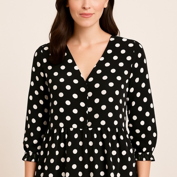 Counterparts Tops - Counterparts Black and White Polka Dot Women’s Blouse    Size Medium